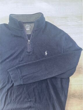 Men's Polo Ralph Lauren navy quarter-zip fleece pullover size large